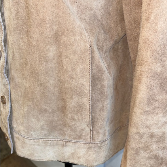 Issac Mizrahi Suede Tan Leather Jacket Shirt Shacket Women’s Size XL - Picture 10 of 16